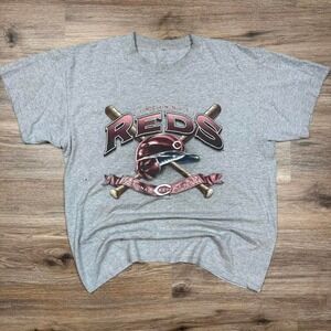 vintage 2004 gray cincinnati reds baseball graphic sports tee